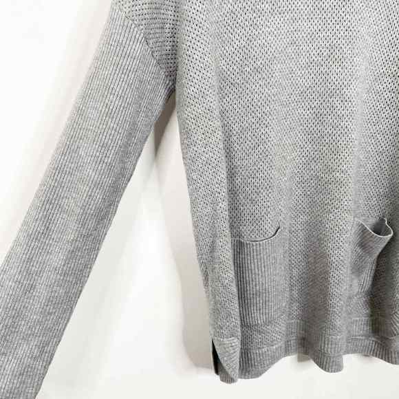 Evolution by Cyrus Cowl Neck Sweater Large Womens Perforated Gray Ribbed - Picture 3 of 8